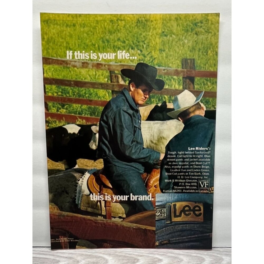 Lee Riders Denim Western Apparel Vintage Print Ad 1970s Jack Roddy Rodeo